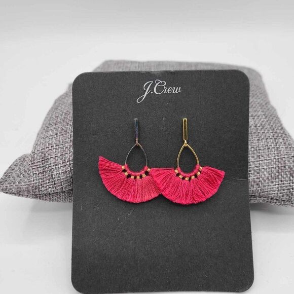 J Crew Red Fan Tassel Earrings NWT!  NEW! - Picture 4 of 6